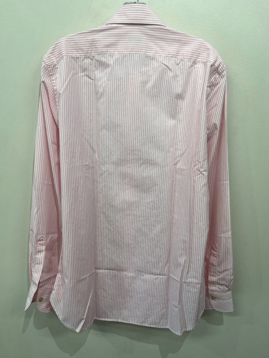 Boglioli NWT Size 42 Pink & White Cotton Striped Button up Long Sleeve Shirt