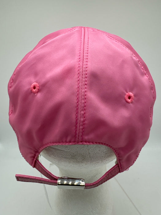 Prada Pink Nylon Leather Logo Hinge Closure Baseball Hat