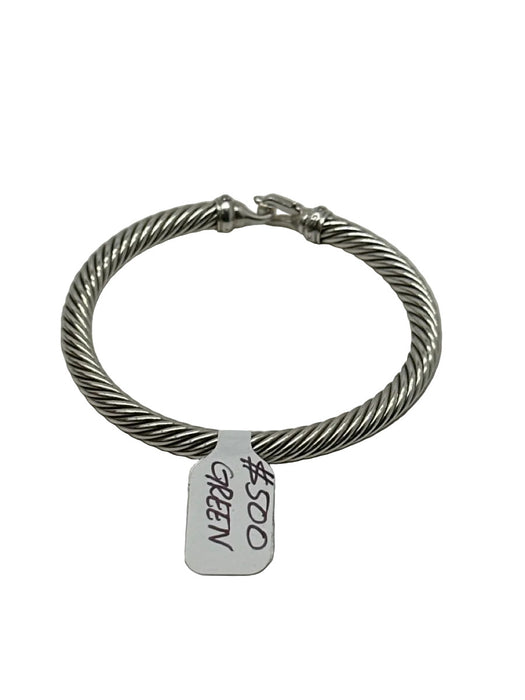 David Yurman Silver 925 Sterling Silver Cable Pave Diamonds Bucket Bracelet