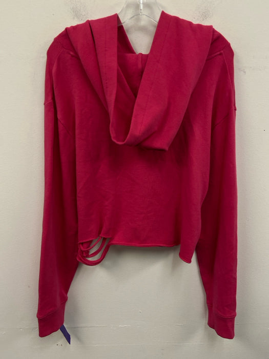 CHRLDR Size S Hot pink Pima Cotton Long Sleeve Hood distressed Crop Jacket