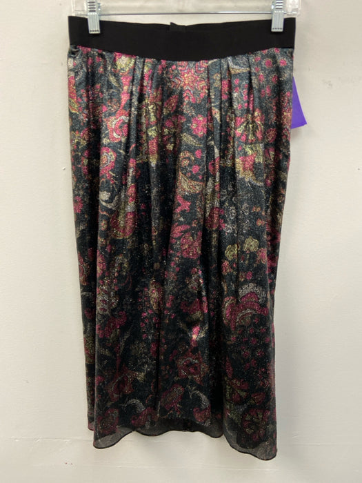 Isabel Marant Size 38 Green & Multi Silk Blend Elastic Waist Metallic Skirt