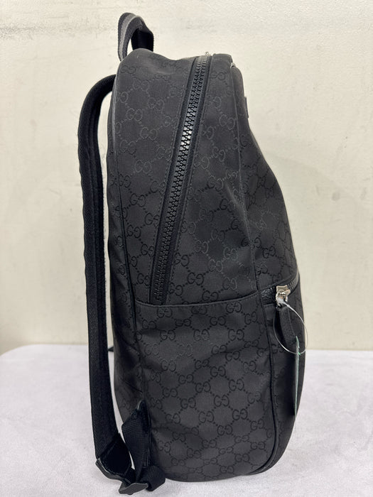 Gucci Black Nylon & Leather Zipper Pockets Guccissima Slim Backpack Bag