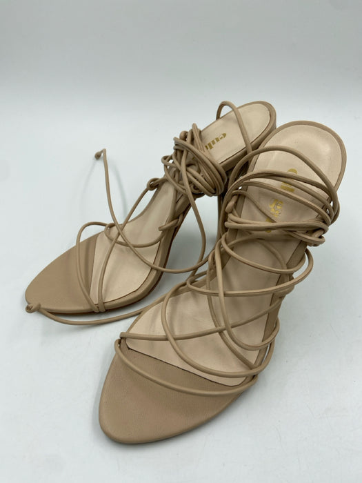 Cult Gaia Shoe Size 35 Beige Suede Strappy Wrap Bamboo Heel Sandal Pumps