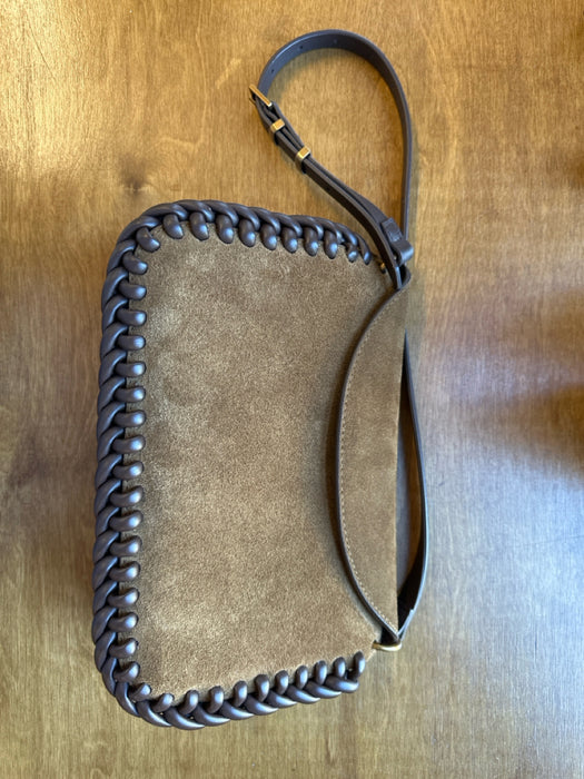 Dolce Vita Brown Suede Braided Magnetic Close Shoulder Bag Bag