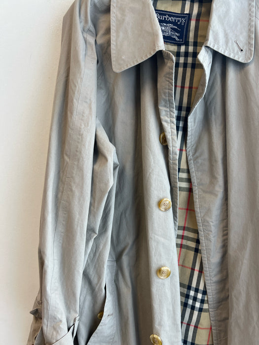 Burberry Size 42 Khaki Cotton Long Sleeve Waist Belt Button Front Trench Coat