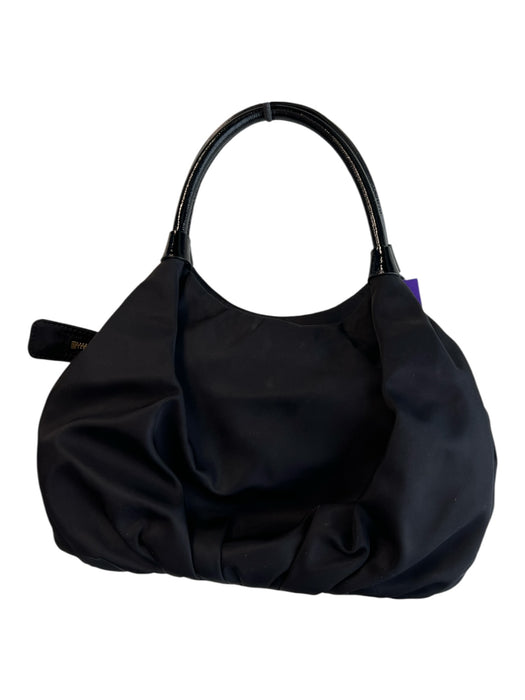 Kate Spade Black Nylon Shoulder Bag Zip Close Leather Strap Logo Bag Black / Medium
