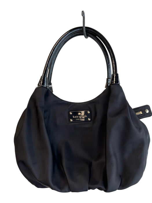 Kate Spade Black Nylon Shoulder Bag Zip Close Leather Strap Logo Bag Black / Medium