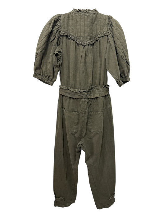 Sea New York Size 4 Army Green Cotton Short Puff Sleeve Quilted Zip Up Jumpsuit Army Green / 4