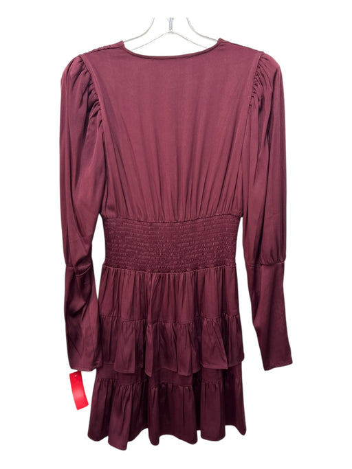 Nicole Miller Collection Size P Burgundy Red Silk & Rayon Smocked Waist Dress Burgundy Red / P