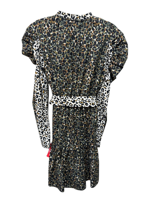 Marie Oliver Size XS Green, Brown, Black Cotton Long puff sleeve Dress Green, Brown, Black / XS