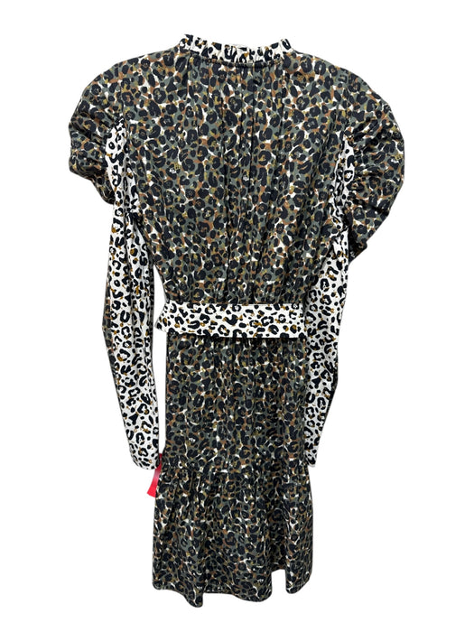 Marie Oliver Size XS Green, Brown, Black Cotton Long puff sleeve Dress Green, Brown, Black / XS