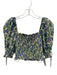 For Love & Lemons Size S Green, Blue, Purple Cotton Short Puff Sleeve Crop Top Green, Blue, Purple / S