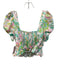 For Love & Lemons Size S green, purple, pink Polyester Short Puff Sleeve Top green, purple, pink / S