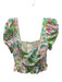 For Love & Lemons Size S green, purple, pink Polyester Short Puff Sleeve Top green, purple, pink / S