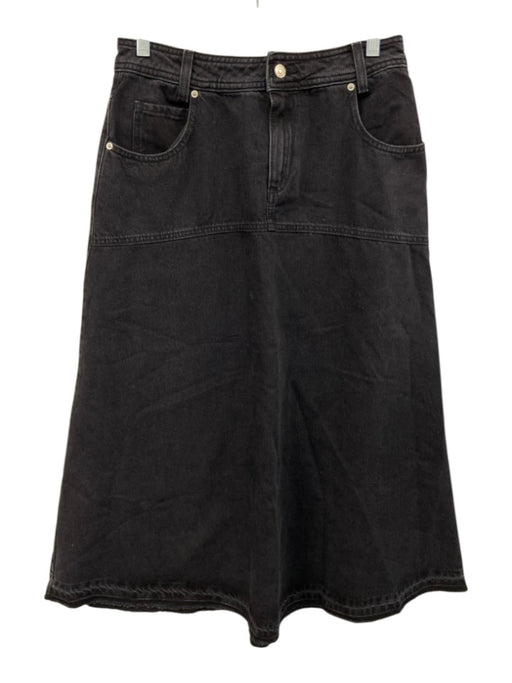 Ba&sh Size 38 Charcoal Black Cotton Denim Panel Detail Button & Zip Fly Skirt Charcoal Black / 38