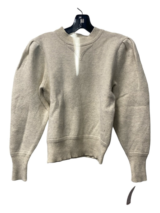 Isabel Etoile Marant Size 34 Cream Cotton Blend Round Neck Ribbed Hem Sweater Cream / 34