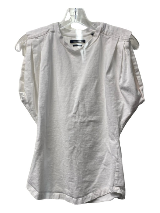 Isabel Marant Size XS White 100% Cotton Pleated Detail Sleeveless Round Neck Top White / XS