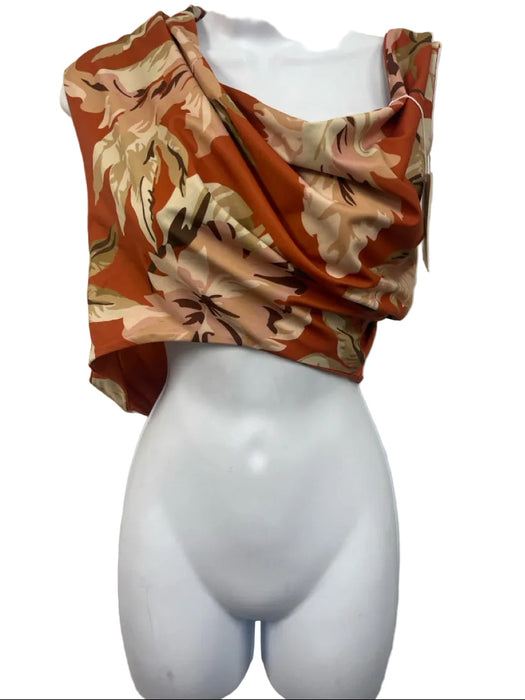 Baiia Size XL Orange, Green & Multi floral One Shoulder One Piece Swimsuit