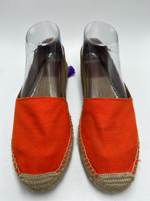 Tory Burch Shoe Size 9 Orange & Brown Canvas round toe Colorblock Espadrille