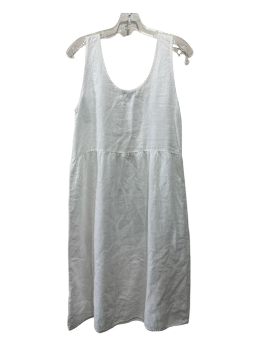 Ilana Kohn Size M White Linen Sleeveless Empire Waist Gathered Waist Dress White / M