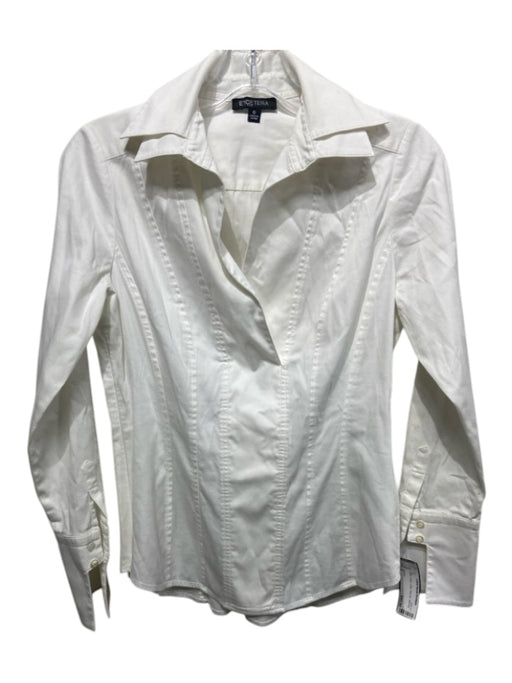 Etcetera Size 0 White Cotton Collar Side Zip Stitching Top White / 0