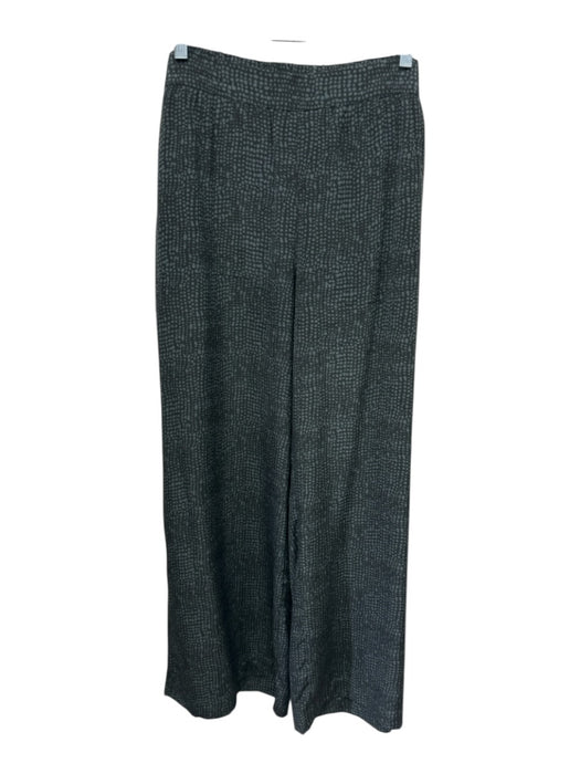 Eileen Fisher Size XL Black & Gray Wicker Elastic Back Dotted Wide Leg Pants Black & Gray / XL