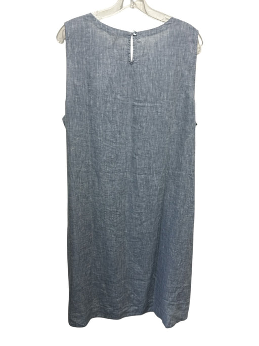 Eileen Fisher Size 1X Blue Gray Linen Sleeveless Keyhole Back Shirt Tank Dress Blue Gray / 1X