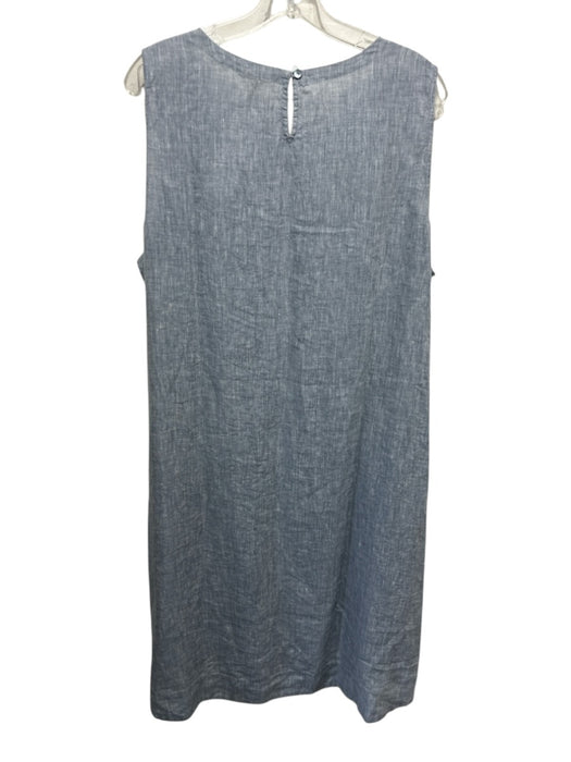 Eileen Fisher Size 1X Blue Gray Linen Sleeveless Keyhole Back Shirt Tank Dress Blue Gray / 1X