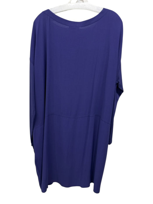 Eileen Fisher Size XL Purple Silk Long Sleeve Crepe Knee Length Dress Purple / XL