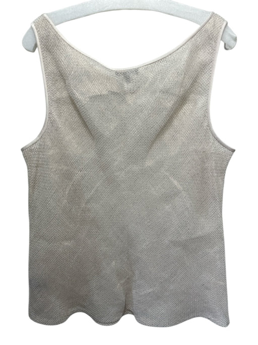 Lafayette 148 Size 18 Cream Beige Linen Sleeveless Woven Scoop Neck Tank Top Cream Beige / 18