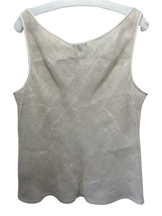 Lafayette 148 Size 18 Cream Beige Linen Sleeveless Woven Scoop Neck Tank Top Cream Beige / 18
