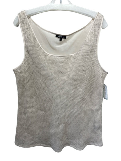 Lafayette 148 Size 18 Cream Beige Linen Sleeveless Woven Scoop Neck Tank Top Cream Beige / 18