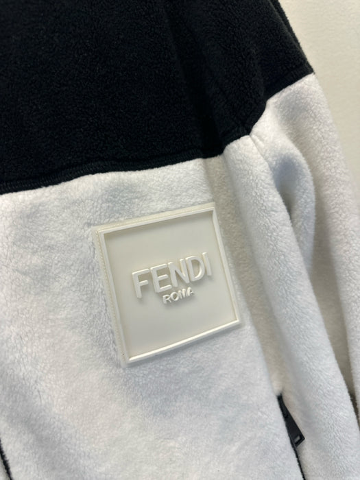 Fendi Size M Black & White Cotton Blend Zipper Men's Jacket