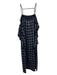 Elizabeth & James Size XS Navy Blue & White Polyester Windowpane Grid Midi Dress Navy Blue & White / XS