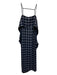 Elizabeth & James Size XS Navy Blue & White Polyester Windowpane Grid Midi Dress Navy Blue & White / XS