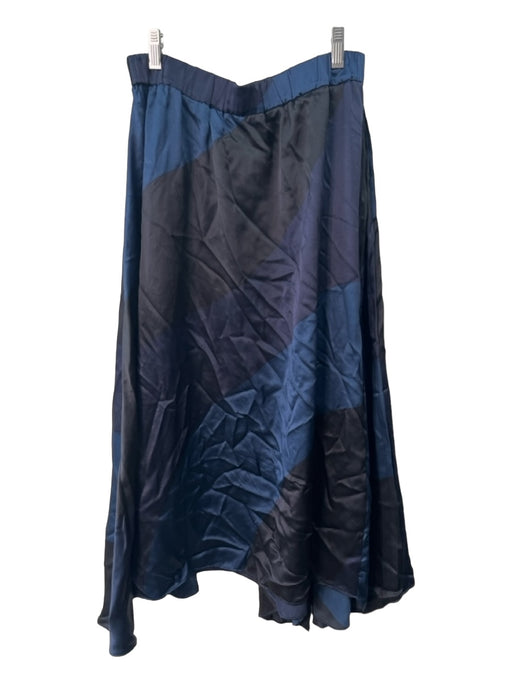 Marc Jacobs Size S Navy Blue & Black Silk Elastic Waist Maxi Pleated Skirt Navy Blue & Black / S