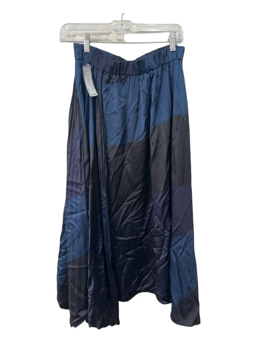 Marc Jacobs Size S Navy Blue & Black Silk Elastic Waist Maxi Pleated Skirt Navy Blue & Black / S