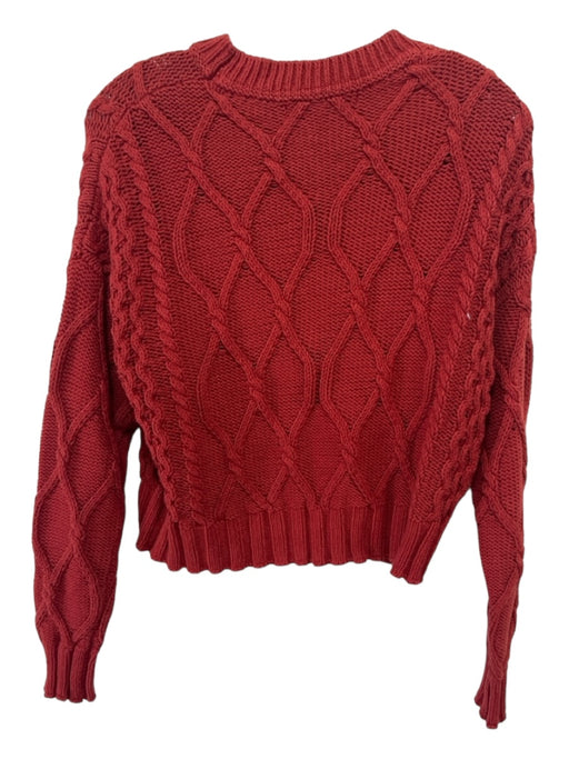 360 Sweater Size XS Red Orange Cotton Crew Neck Long Sleeve Cable Knit Sweater Red Orange / XS