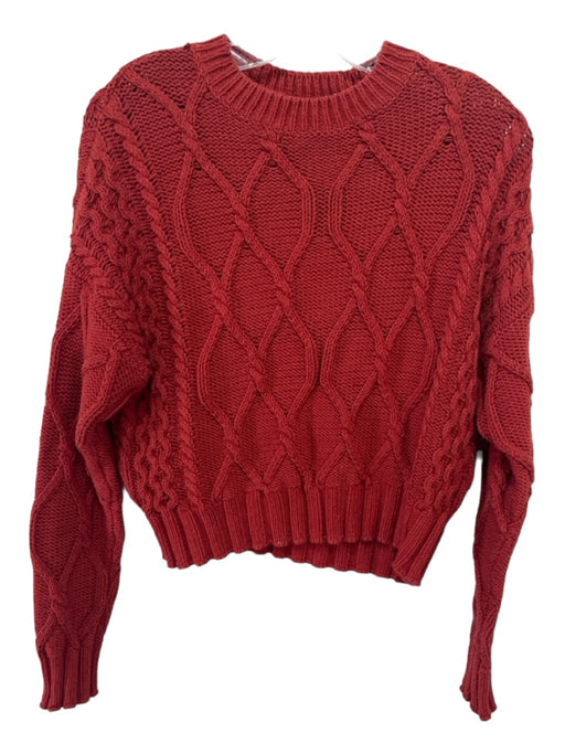 360 Sweater Size XS Red Orange Cotton Crew Neck Long Sleeve Cable Knit Sweater Red Orange / XS