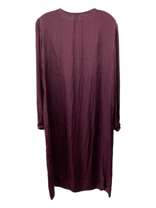 Raquel Allegra Size Medium / 2 Dark Purple Viscose Button Down Long Sleeve Dress Dark Purple / Medium / 2