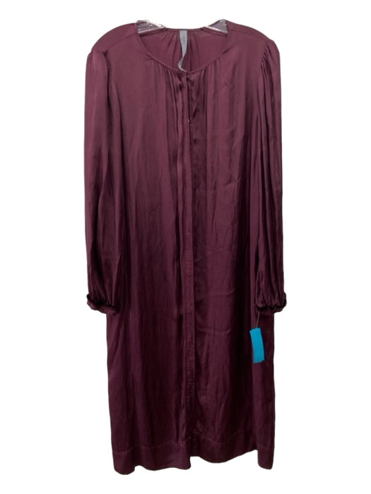 Raquel Allegra Size Medium / 2 Dark Purple Viscose Button Down Long Sleeve Dress Dark Purple / Medium / 2