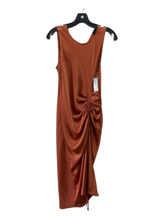 House of Harlow Size S Orange Polyester Ruched Sleeveless Midi Dress Orange / S