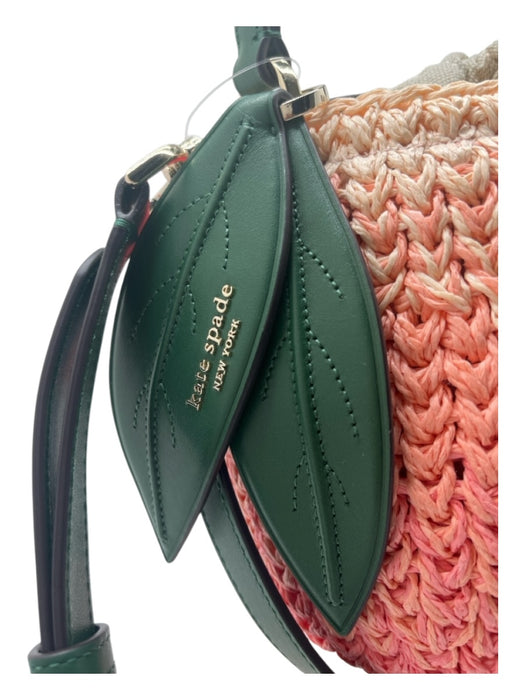 Kate Spade Pink & Green Straw Peach Crossbody Strap Bag Pink & Green / M