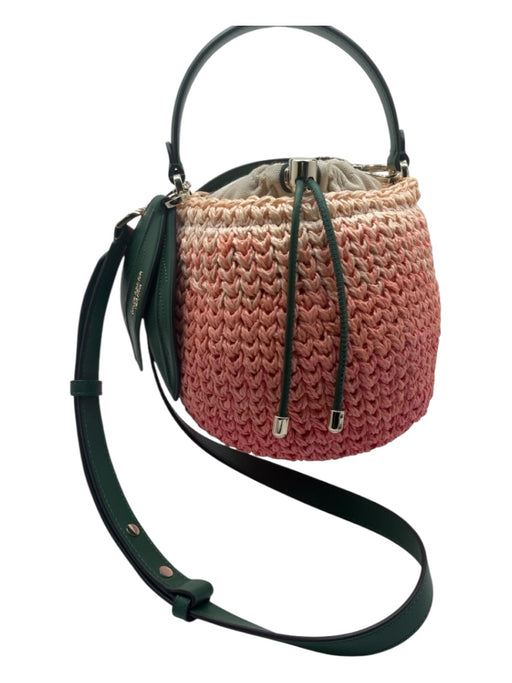 Kate Spade Pink & Green Straw Peach Crossbody Strap Bag Pink & Green / M