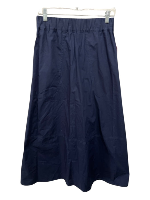 Goop G. Label Size 4 Navy Blue Cotton Elastic Waist Solid Pockets Maxi Skirt Navy Blue / 4
