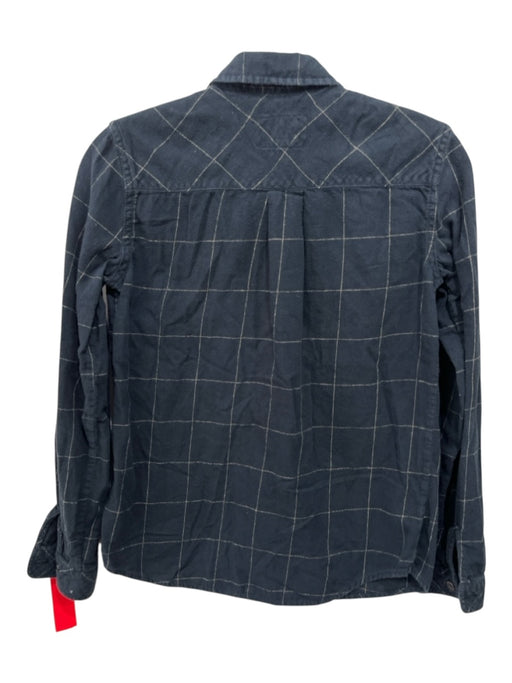 Current Elliot Size 0 Navy & white Cotton Collar Plaid Button Up Long Sleeve Top Navy & white / 0