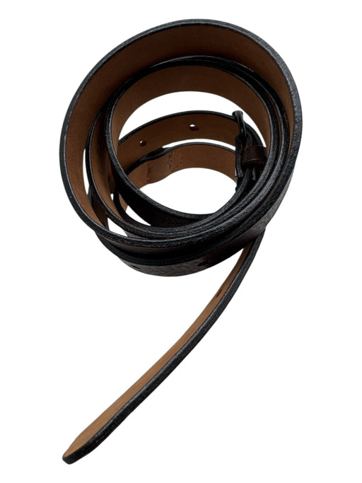 Rene Lezard Dark Brown Leather Bronze Hardware Thin Belts Dark Brown / M