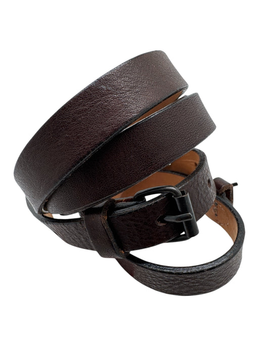 Rene Lezard Dark Brown Leather Bronze Hardware Thin Belts Dark Brown / M