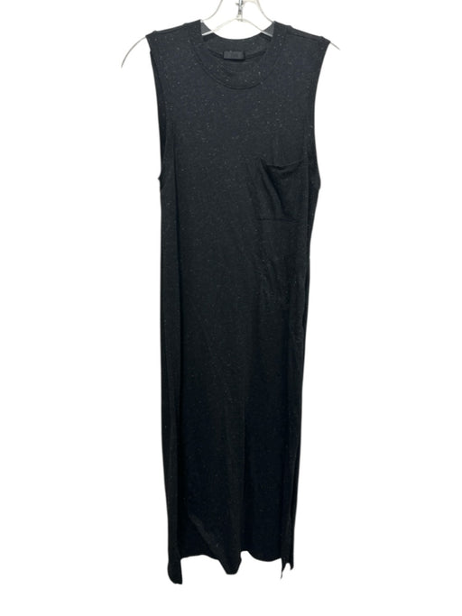 ATM Size M Black & White Print Polyester Blend Speckled Front Pocket Maxi Dress Black & White Print / M