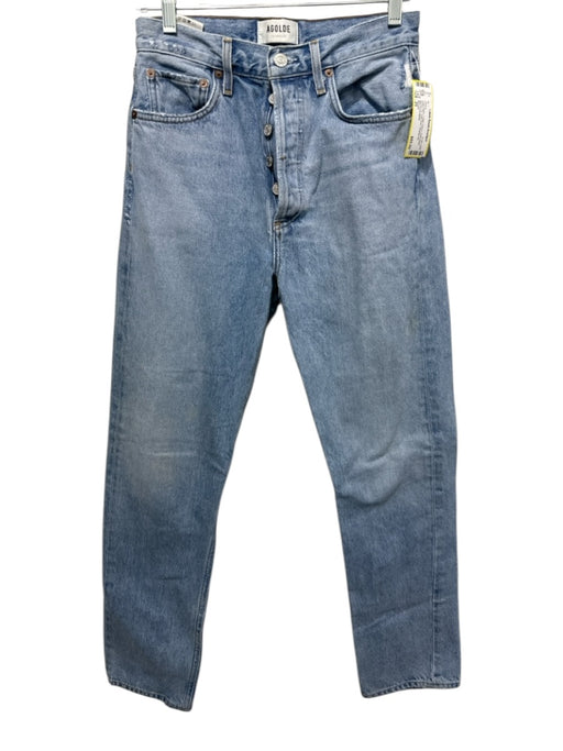 Agolde Size 25 Light Wash Cotton Denim Distressed Button Fly High Rise Jeans Light Wash / 25
